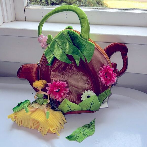Disney Tinker-bell doll & teapot purse with plush furniture  and accessories - Picture 1 of 11